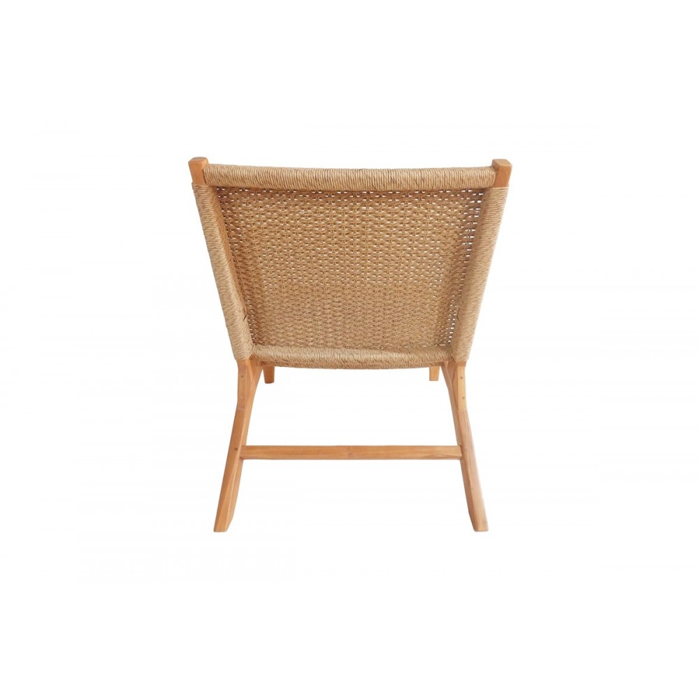 Πολυθρόνα "CROSY" από ξύλο/σχοινί σε φυσικό χρώμα 71x81x75