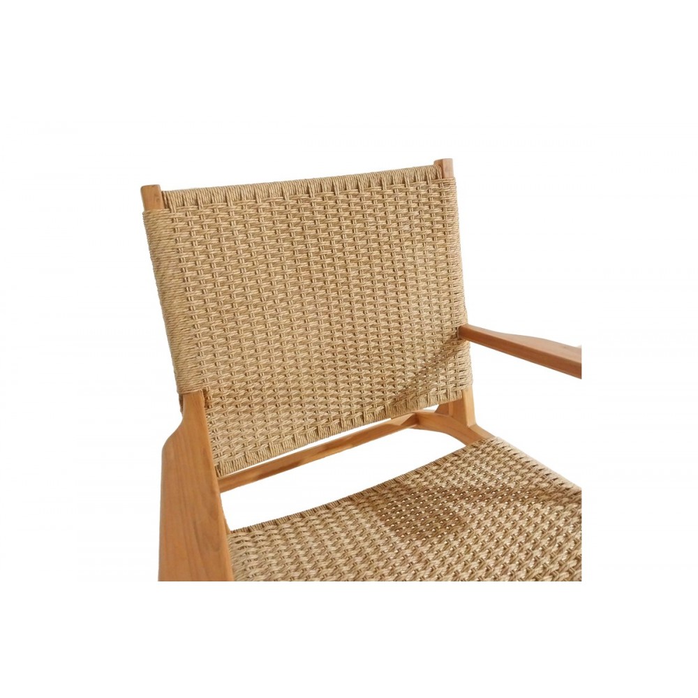 Πολυθρόνα "CROSY" από ξύλο/σχοινί σε φυσικό χρώμα 71x81x75