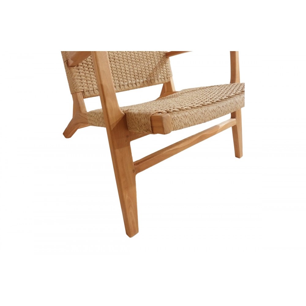 Πολυθρόνα "CROSY" από ξύλο/σχοινί σε φυσικό χρώμα 71x81x75