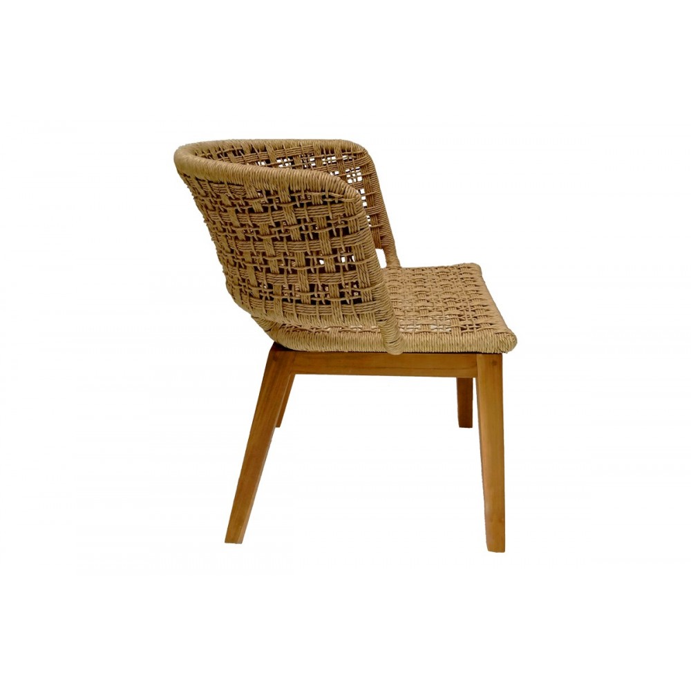 Καρέκλα "MILOU" από ξύλο/σχοινί σε φυσικό χρώμα 59x65x73
