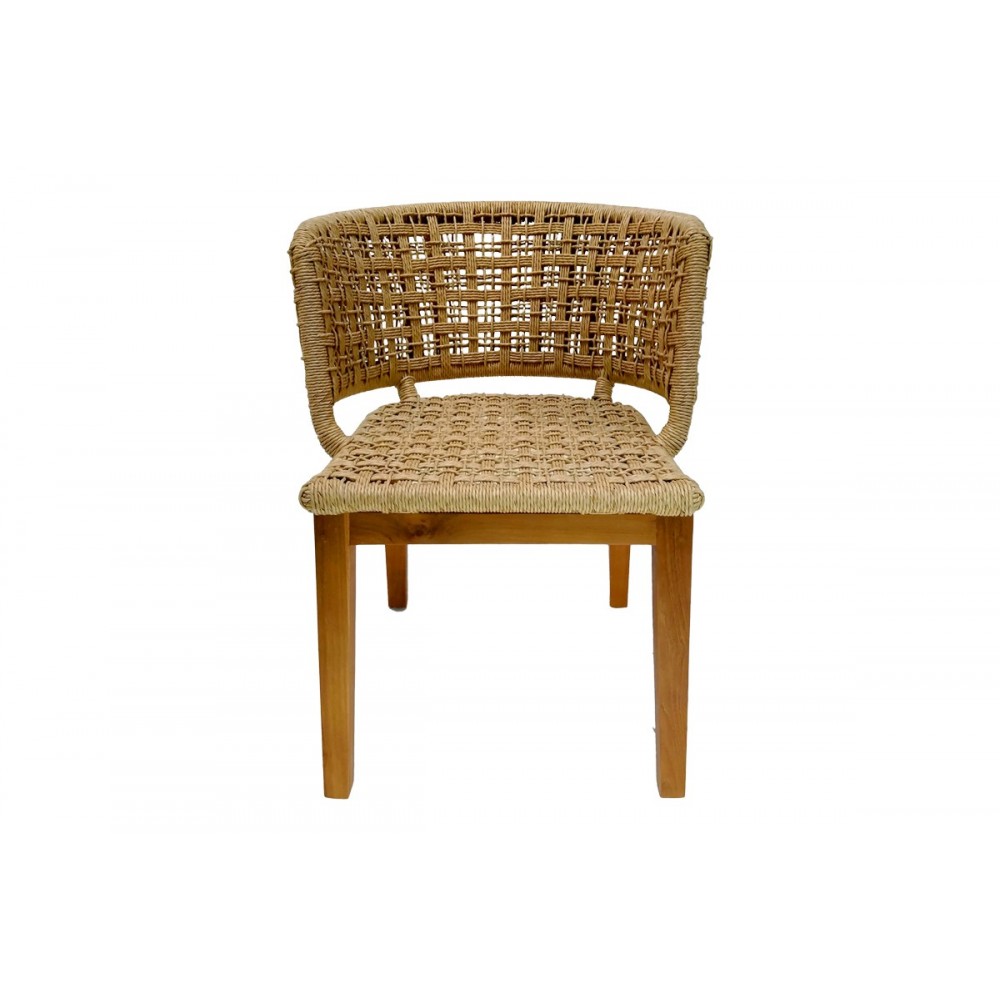 Καρέκλα "MILOU" από ξύλο/σχοινί σε φυσικό χρώμα 59x65x73
