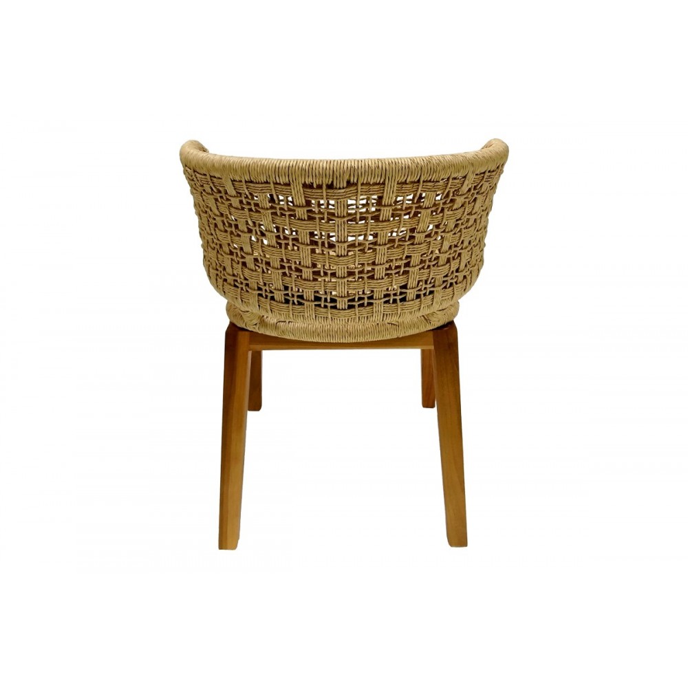 Καρέκλα "MILOU" από ξύλο/σχοινί σε φυσικό χρώμα 59x65x73