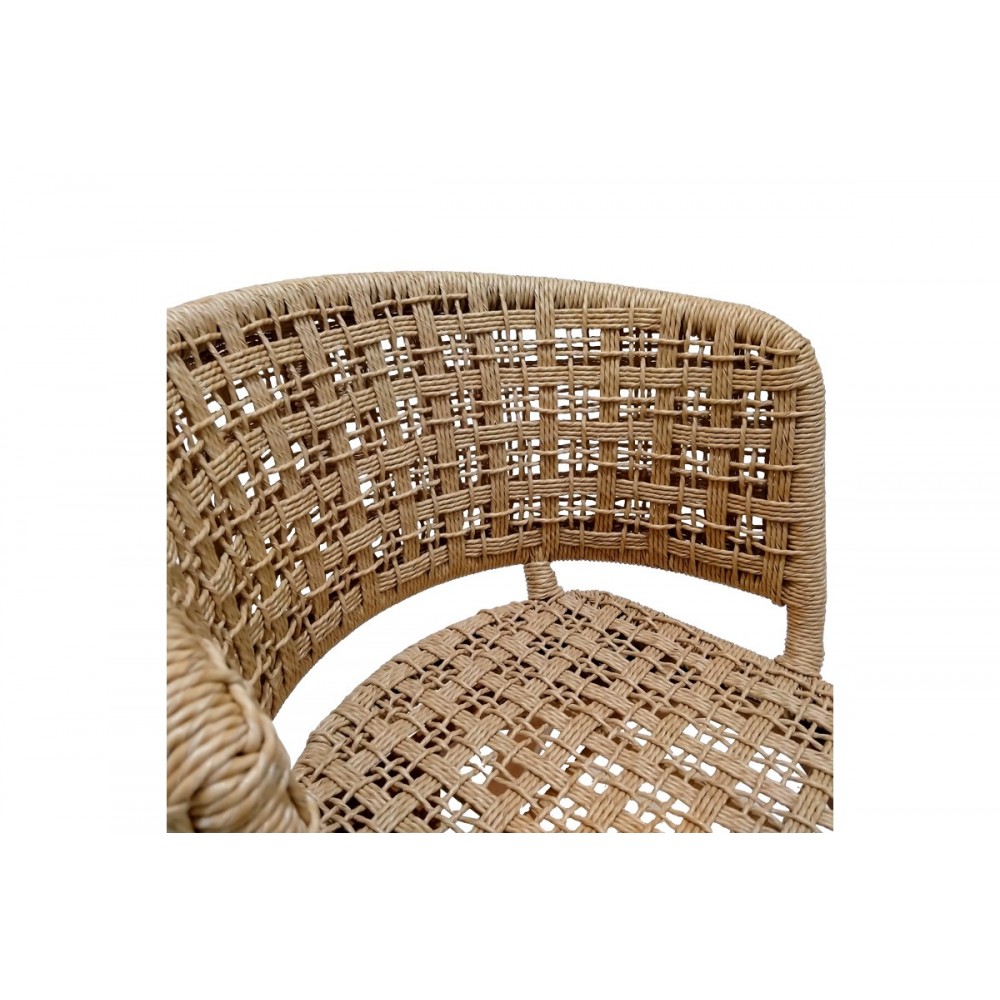 Καρέκλα "MILOU" από ξύλο/σχοινί σε φυσικό χρώμα 59x65x73