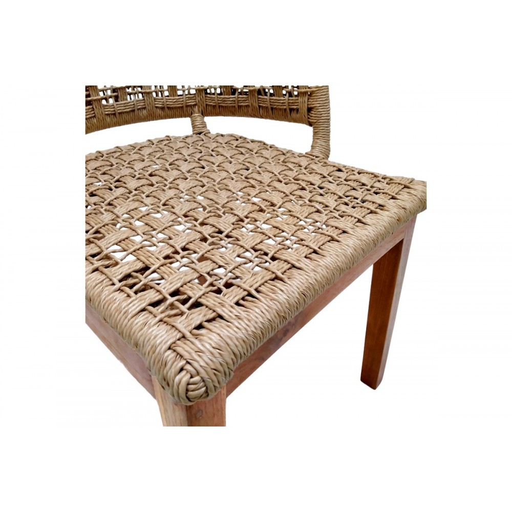 Καρέκλα "MILOU" από ξύλο/σχοινί σε φυσικό χρώμα 59x65x73