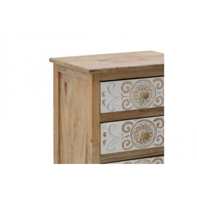 Συρταριέρα από ξύλο σε φυσικό/λευκό χρώμα 72x35x76