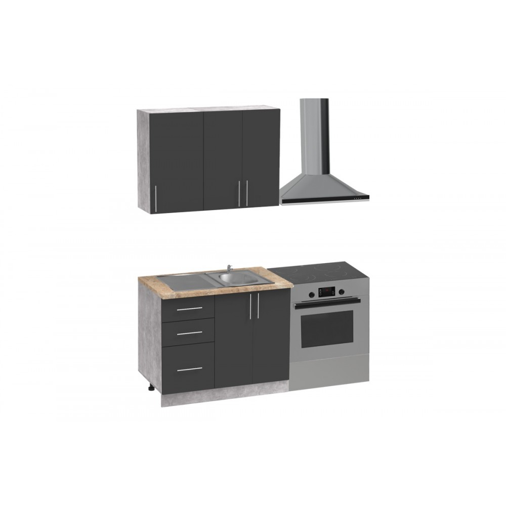 Σύνθεση κουζίνας "FESTA I" σε ανθρακί/σονόμα χρώμα 100x60x85