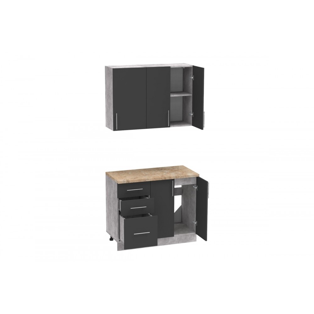 Σύνθεση κουζίνας "FESTA I" σε ανθρακί/σονόμα χρώμα 100x60x85
