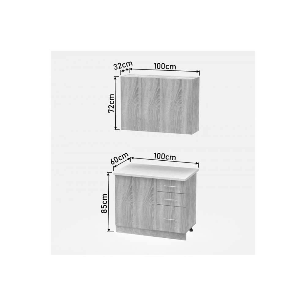 Σύνθεση κουζίνας "FESTA I" σε ανθρακί/σονόμα χρώμα 100x60x85