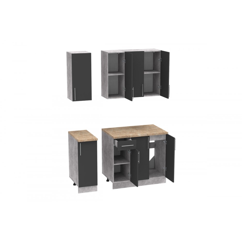 Σύνθεση κουζίνας "FESTA II" σε ανθρακί/σονόμα χρώμα 120x60x85
