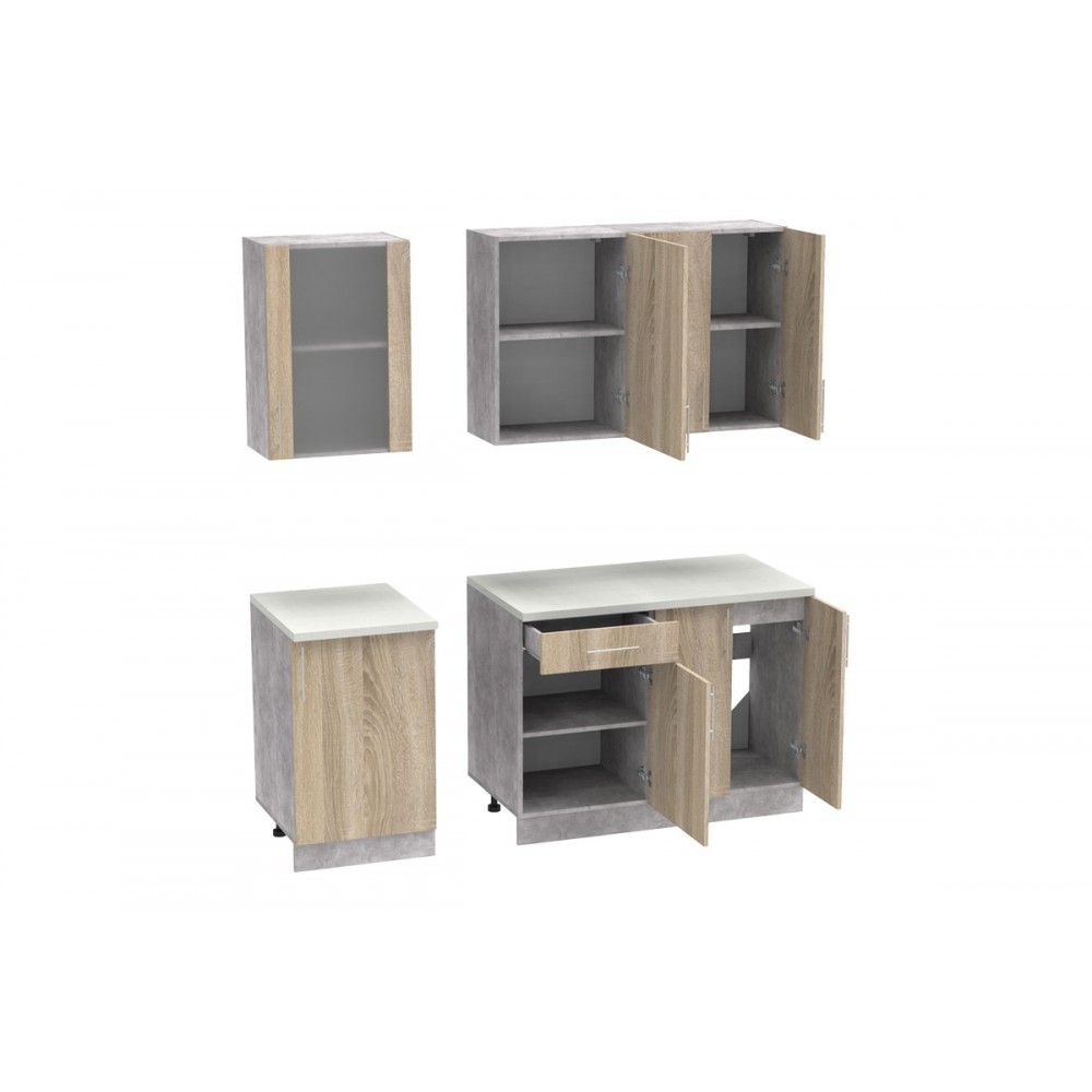 Σύνθεση κουζίνας "FESTA IV" σε σονόμα χρώμα 160x60x85