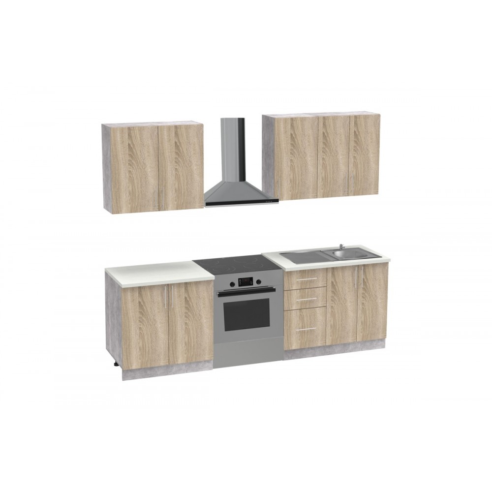 Σύνθεση κουζίνας "FESTA V" σε σονόμα χρώμα 180x60x85