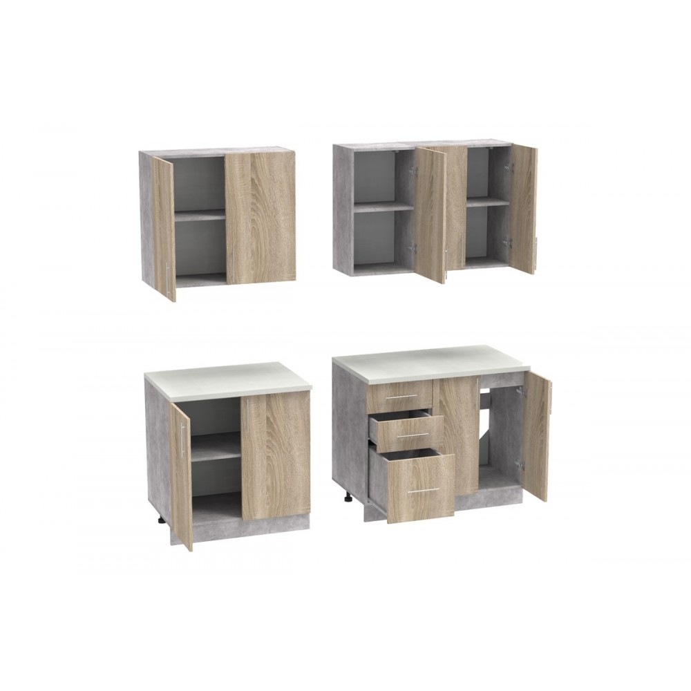 Σύνθεση κουζίνας "FESTA V" σε σονόμα χρώμα 180x60x85