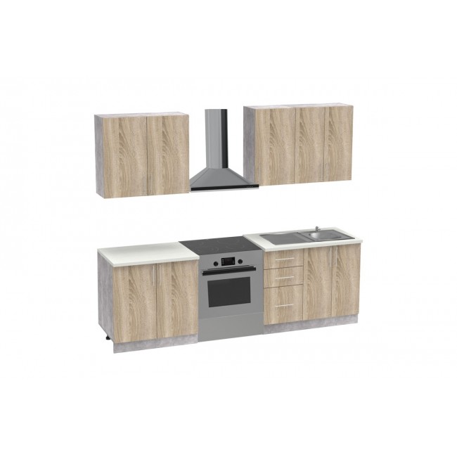 Σύνθεση κουζίνας "FESTA V" σε σονόμα χρώμα 180x60x85