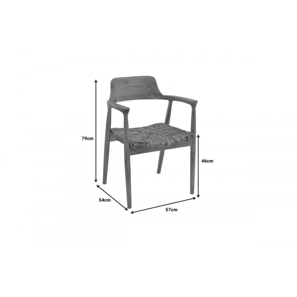 Πολυθρόνα "DENVERONE" από ξύλο/σχοινί σε φυσικό χρώμα 57x54x79