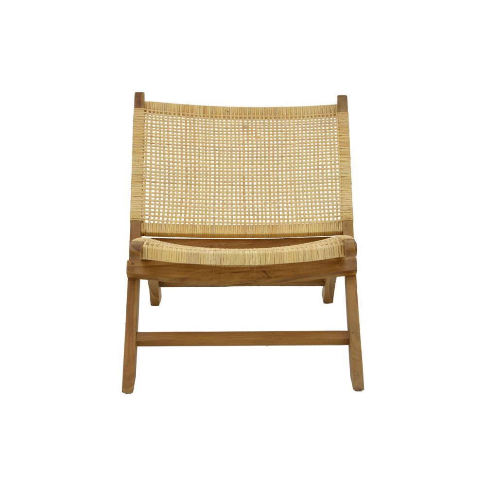 Πολυθρόνα "JERENZE" από ξύλο/rattan σε φυσικό χρώμα 65x78x68