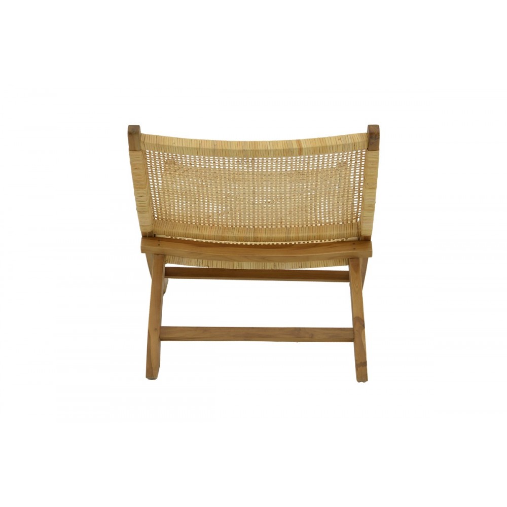 Πολυθρόνα "JERENZE" από ξύλο/rattan σε φυσικό χρώμα 65x78x68