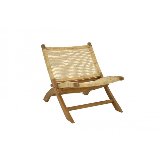 Πολυθρόνα "JERENZE" από ξύλο/rattan σε φυσικό χρώμα 65x78x68