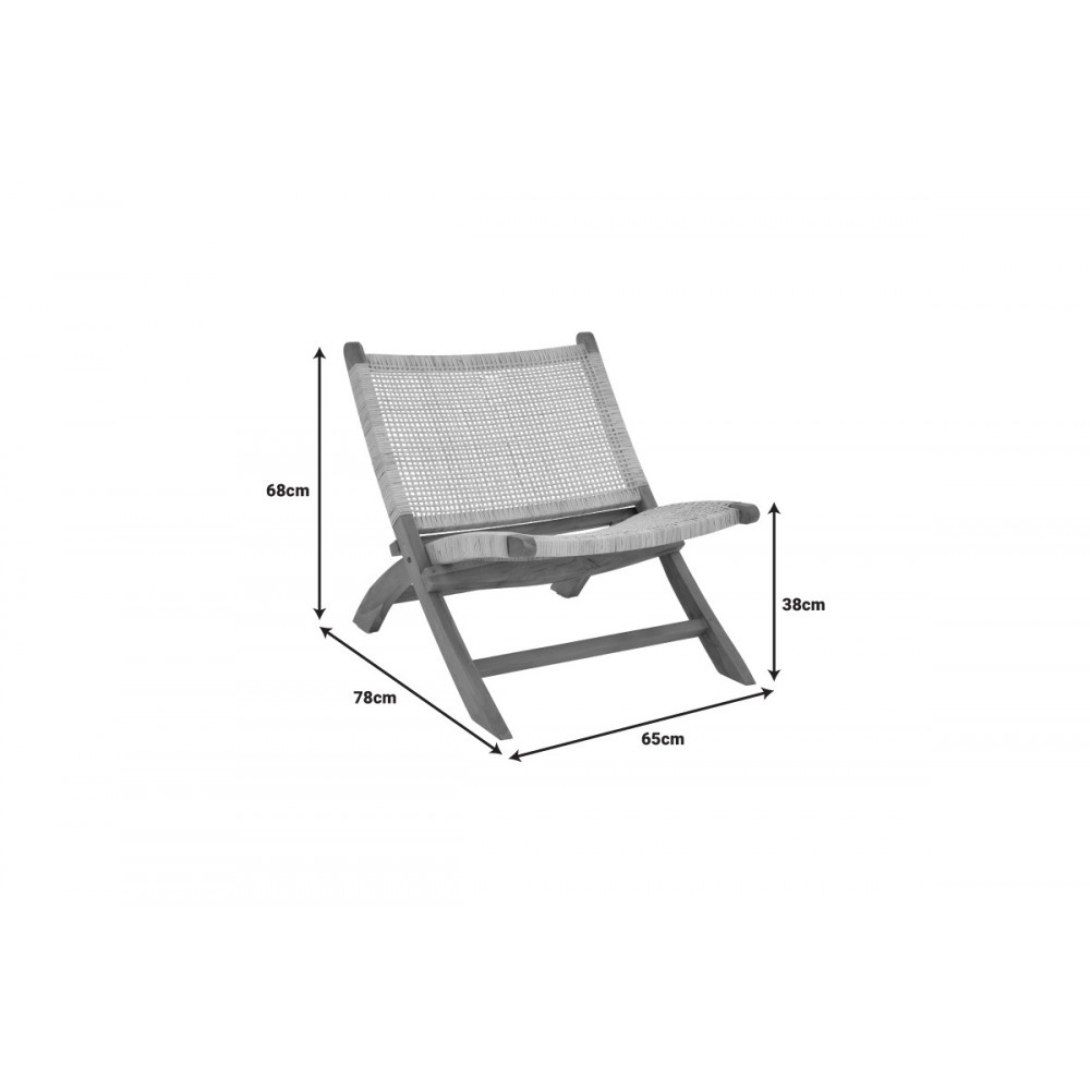 Πολυθρόνα "JERENZE" από ξύλο/rattan σε φυσικό χρώμα 65x78x68