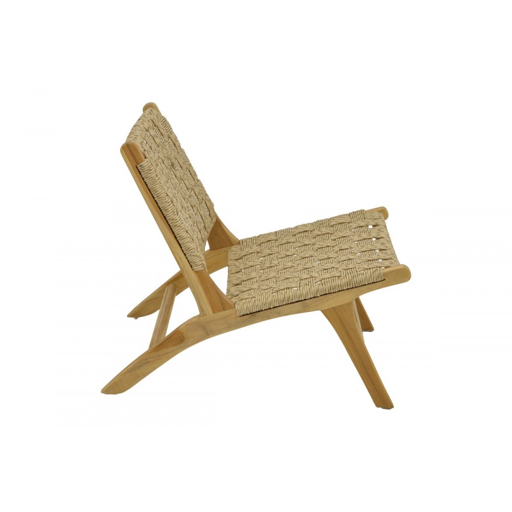Πολυθρόνα "FOLDERE" από ξύλο/σχοινί σε φυσικό χρώμα 65x78x68