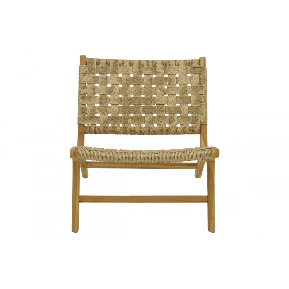 Πολυθρόνα "FOLDERE" από ξύλο/σχοινί σε φυσικό χρώμα 65x78x68