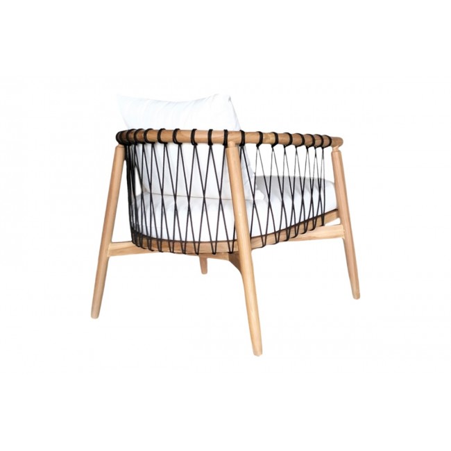 Πολυθρόνα "HARIBO" από ξύλο/σχοινί σε φυσικό/μαύρο χρώμα 80x76x72