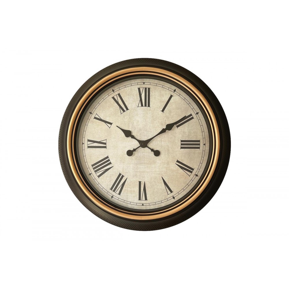 Ρολόι τοίχου "PLASMA" από pp σε μαύρο αντικέ/χρυσό χρώμα Φ63.5x5.6