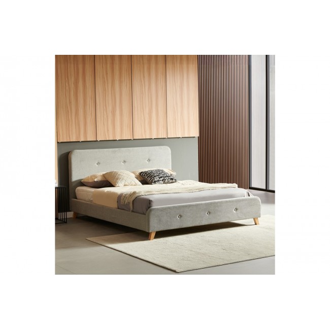 Κρεβάτι διπλό "RESTEL" από ύφασμα σε γκρι/μπεζ χρώμα 170x214x96