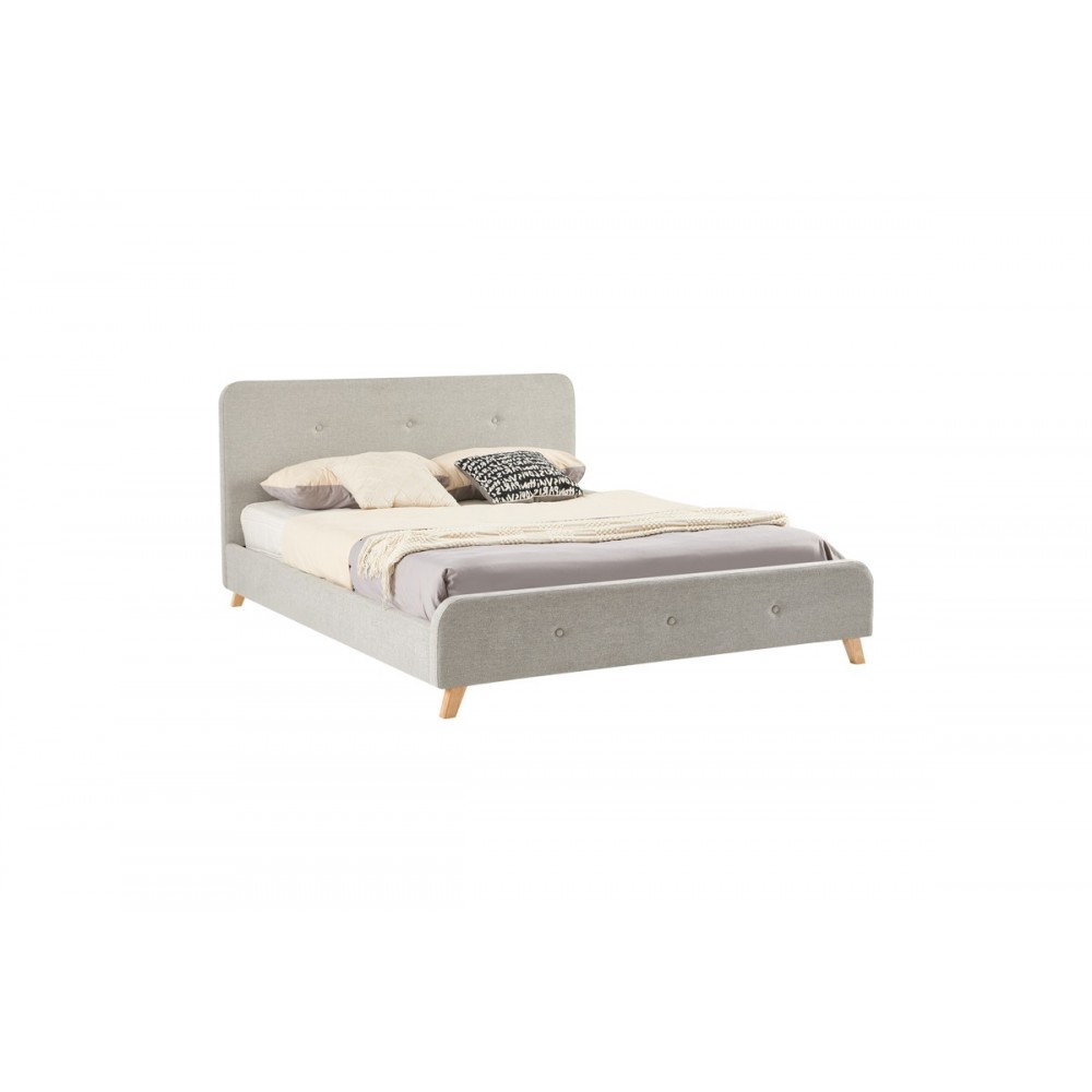 Κρεβάτι διπλό "RESTEL" από ύφασμα σε γκρι/μπεζ χρώμα 170x214x96