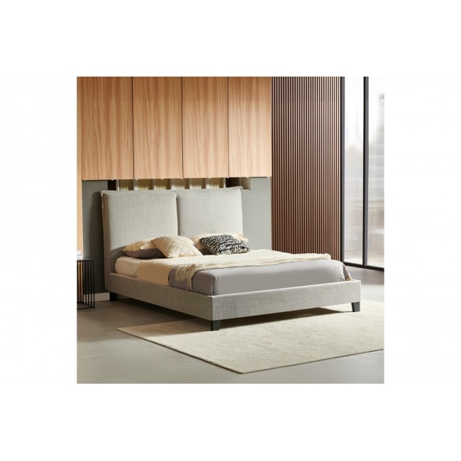 Κρεβάτι διπλό "MAJUS" από ύφασμα σε γκρι/μπεζ 170x214x115