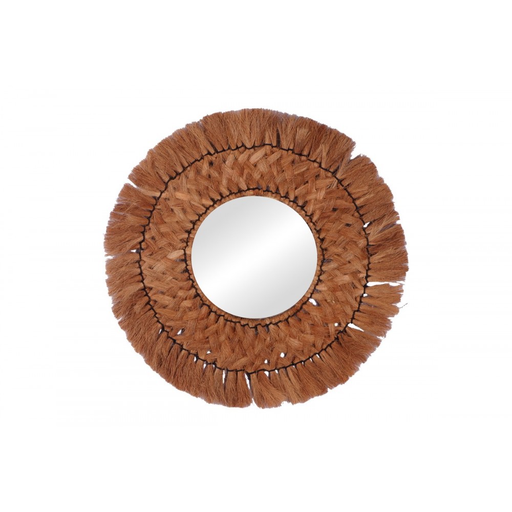 Καθρέπτης "AILAN" από ψάθα σε φυσικό χρώμα Φ60x8