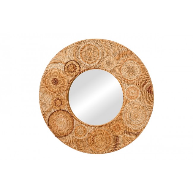 Καθρέπτης "KLARE" από ξύλο σε φυσικό χρώμα Φ80x5