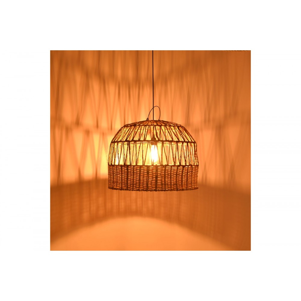 Φωτιστικό οροφής "ERDON" από ξύλο/rattan σε φυσικό χρώμα Φ60x45