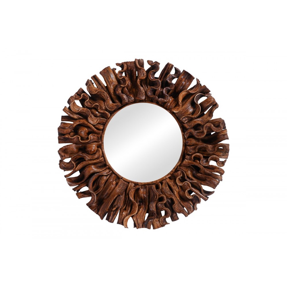 Καθρέπτης "ADREZ" από ξύλο σε φυσικό χρώμα Φ70x8