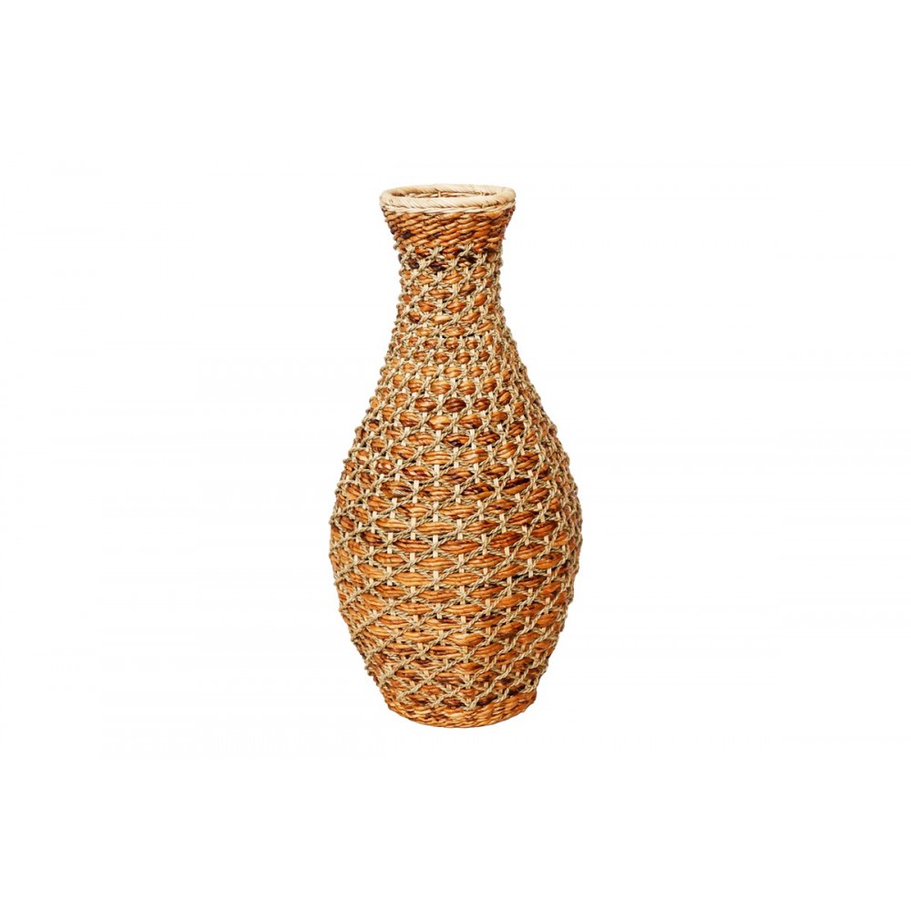Βάζο "GUCRE I" από ξύλο/rattan σε φυσικό χρώμα Φ30x70