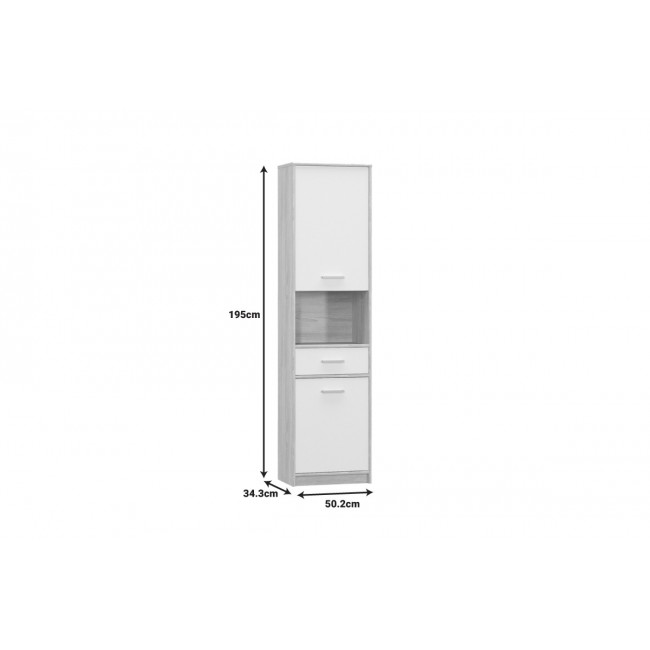 Ντουλάπα στήλη "LETTO" σε οακ/λευκό χρώμα 50.2x34.3x195