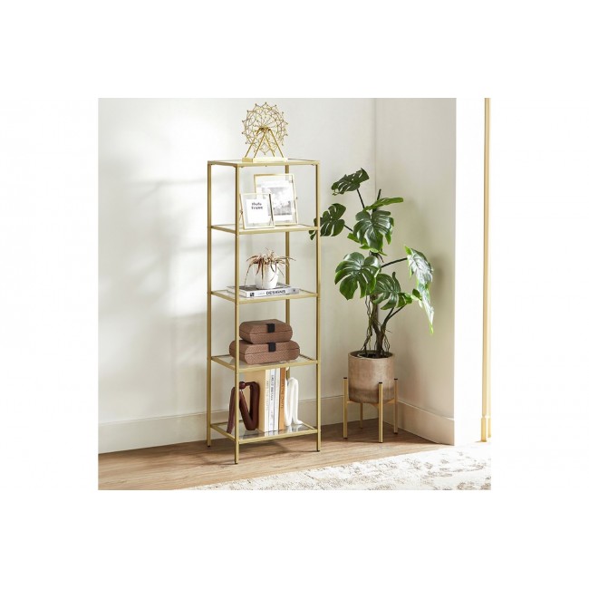 Ραφιέρα "LETUS" από μέταλλο/γυαλί σε χρυσό χρώμα 40x30x125