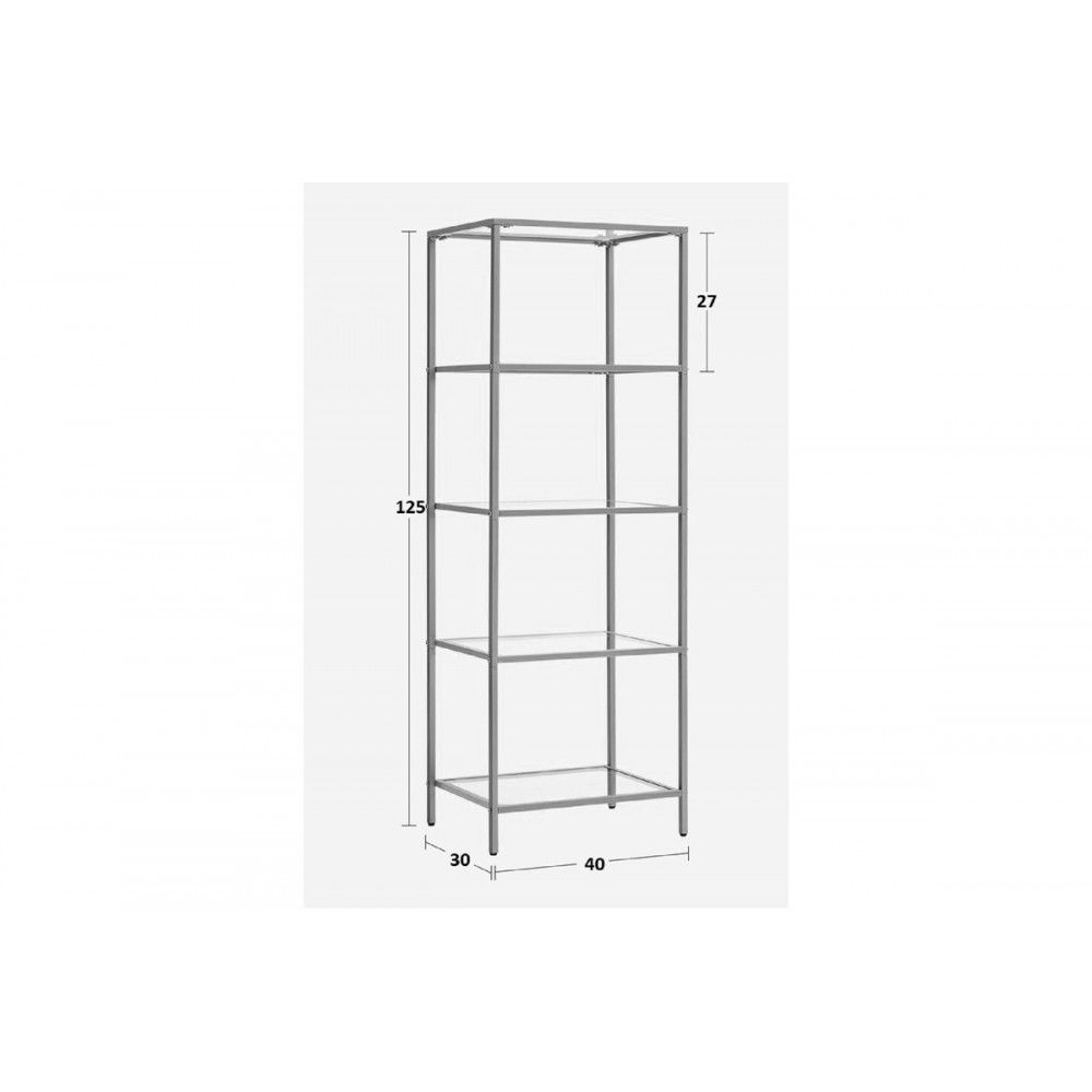 Ραφιέρα "LETUS" από μέταλλο/γυαλί σε χρυσό χρώμα 40x30x125