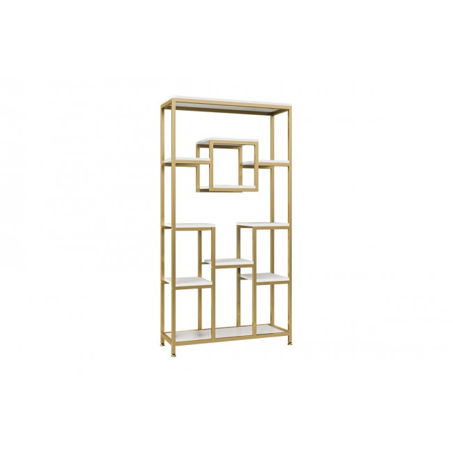 Ραφιέρα "ADUTI" από μέταλλο σε χρώμα χρυσό/λευκό μαρμάρου 90x34x182