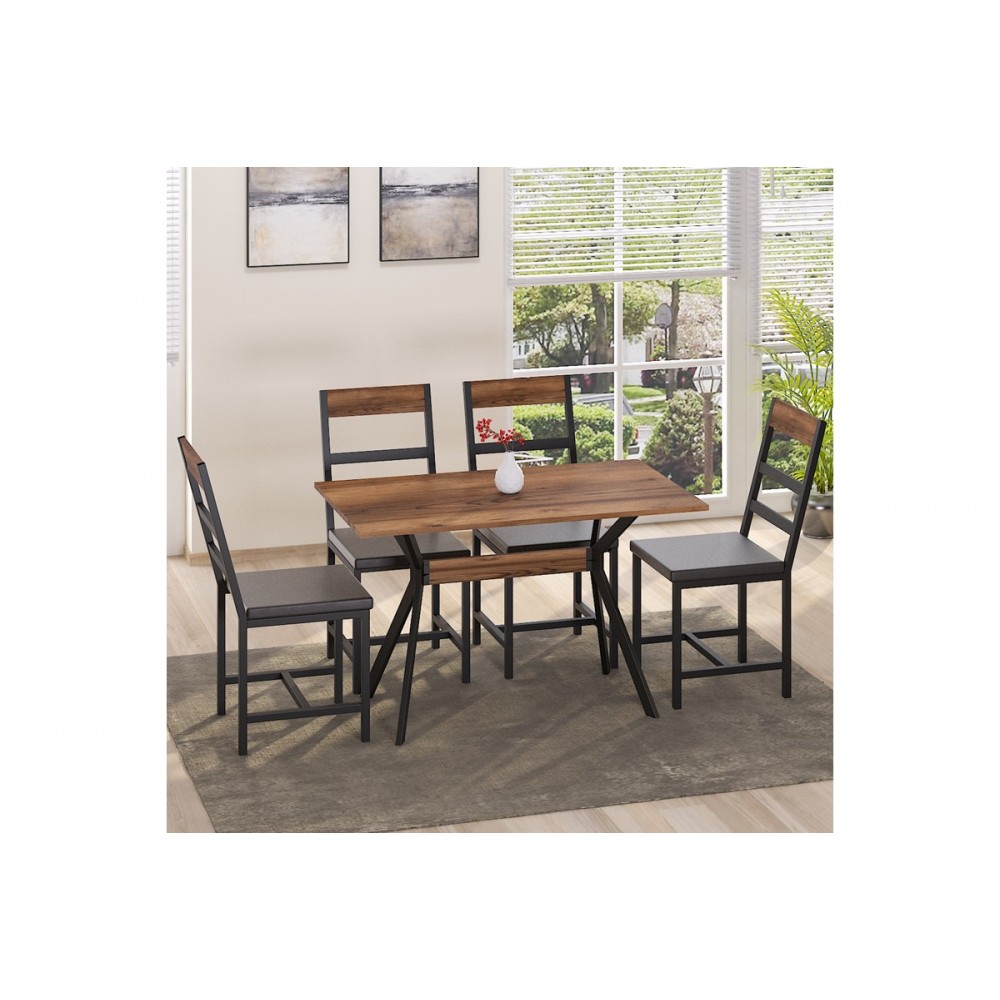 Τραπέζι "LALUKA" από μέταλλο σε καρυδί/μαύρο χρώμα 120x70x74