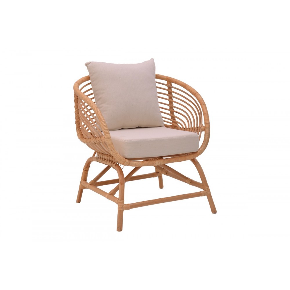 Πολυθρόνα "CAXEN" από rattan σε φυσικό χρώμα 72x63x75