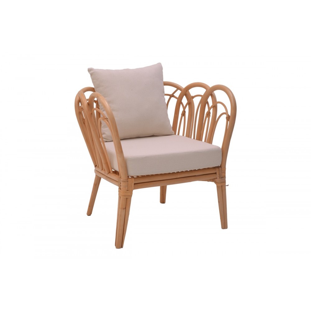 Πολυθρόνα "TANIA" από rattan σε φυσικό χρώμα 76x76x76