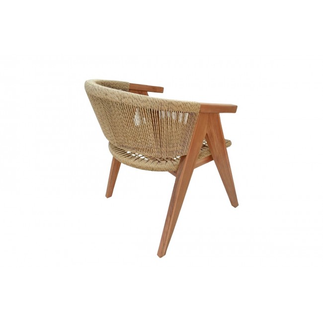 Πολυθρόνα "WOLLY" από ξύλο/σχοινί σε φυσικό χρώμα 60x60x76