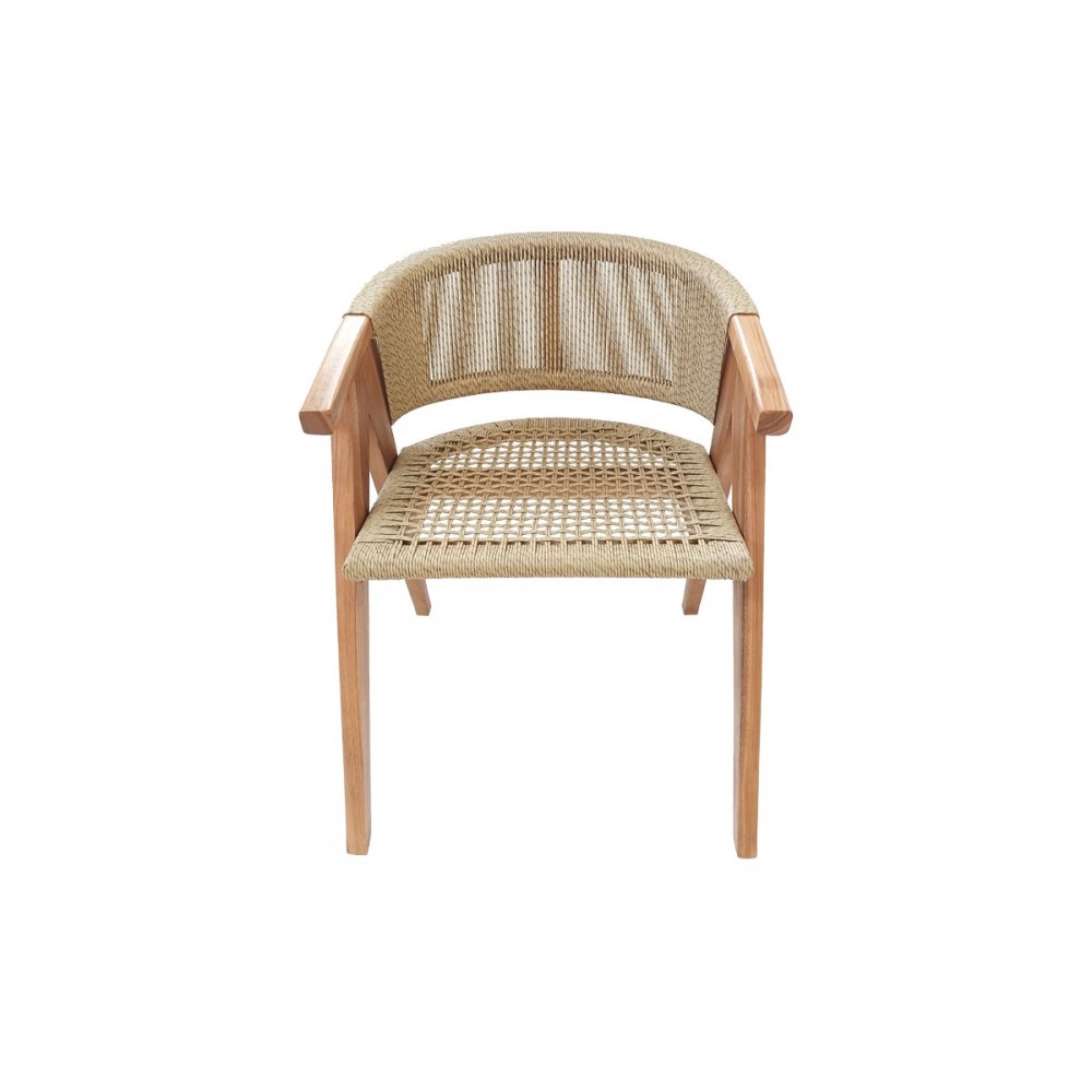 Πολυθρόνα "WOLLY" από ξύλο/σχοινί σε φυσικό χρώμα 60x60x76