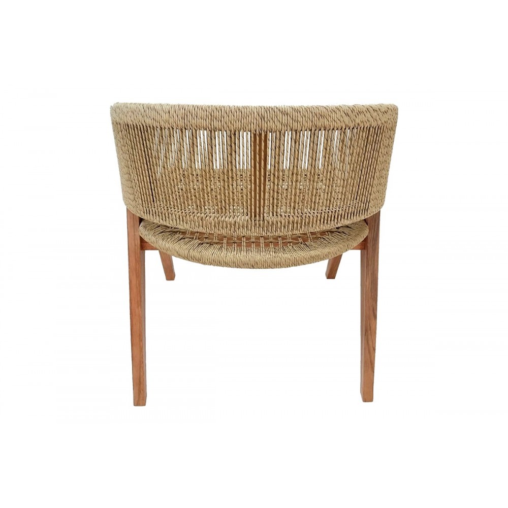 Πολυθρόνα "WOLLY" από ξύλο/σχοινί σε φυσικό χρώμα 60x60x76