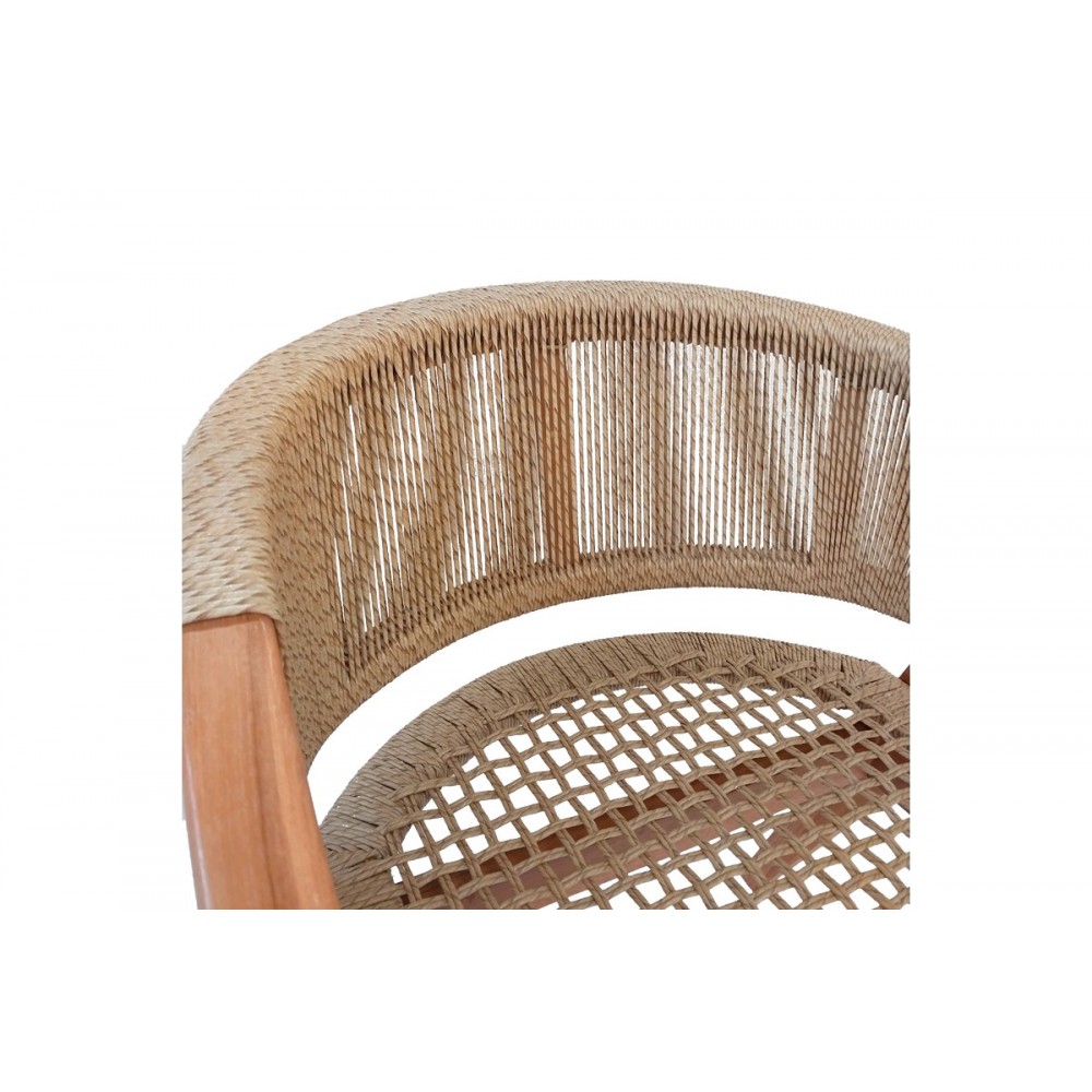 Πολυθρόνα "WOLLY" από ξύλο/σχοινί σε φυσικό χρώμα 60x60x76