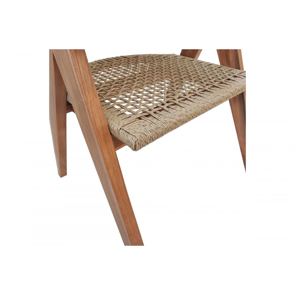 Πολυθρόνα "WOLLY" από ξύλο/σχοινί σε φυσικό χρώμα 60x60x76