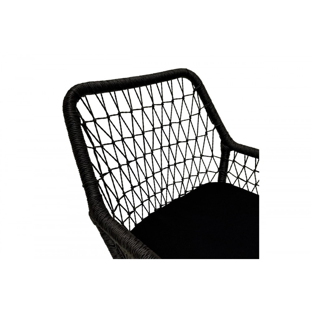 Πολυθρόνα "ELAIZA" από ξύλο/σχοινί σε φυσικό/μαύρο χρώμα 58x60x90