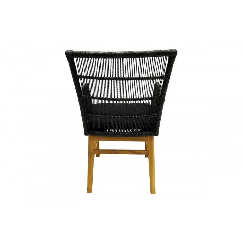 Πολυθρόνα "INCA" από ξύλο/σχοινί σε φυσικό/μαύρο χρώμα 60x61x90