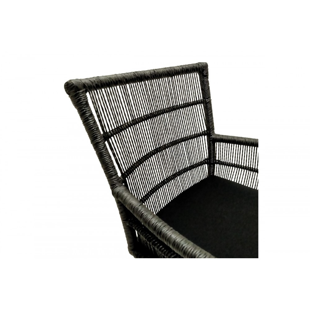 Πολυθρόνα "INCA" από ξύλο/σχοινί σε φυσικό/μαύρο χρώμα 60x61x90