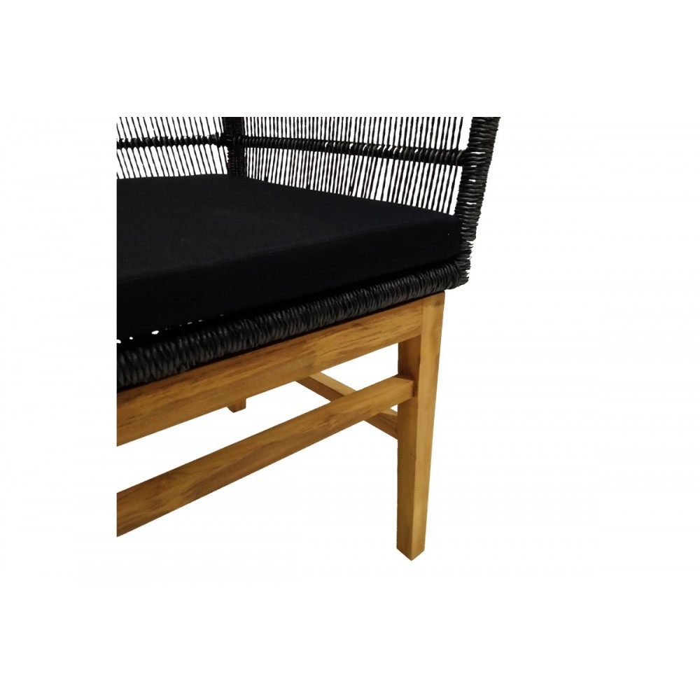 Πολυθρόνα "INCA" από ξύλο/σχοινί σε φυσικό/μαύρο χρώμα 60x61x90